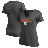 Miami Dolphins Women's Freehand V-Neck T-Shirt - Dark Heathered Gray for sale