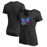 New York Rangers Women's Midnight Mascot V-Neck T-Shirt - Black T-shirts