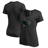 San Jose Sharks Women's Midnight Mascot V-Neck T-Shirt - Black T-shirts
