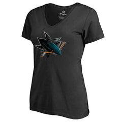 San Jose Sharks Women's Midnight Mascot V-Neck T-Shirt - Black T-shirts