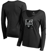 Los Angeles Kings Women's Midnight Mascot Long Sleeve V-Neck T-Shirt - Black T-shirts