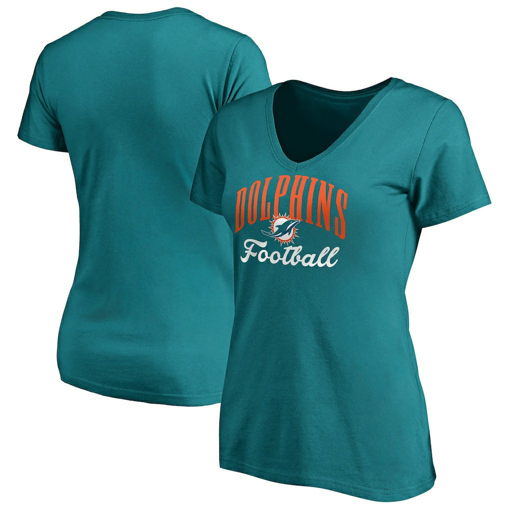 Miami Dolphins Women's Victory Script V-Neck T-Shirt -Aqua online