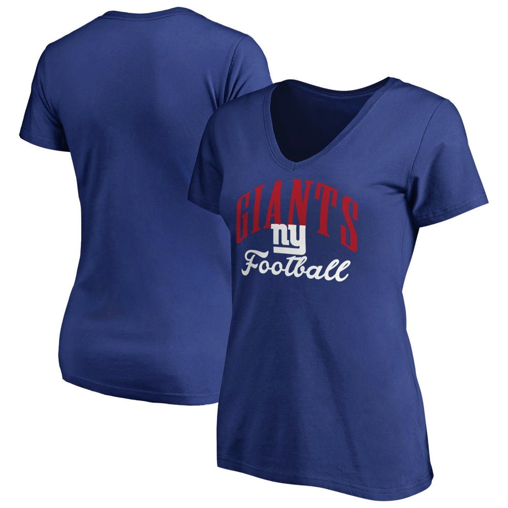 New York Giants Women's Victory Script V-Neck T-Shirt -Royal on sale