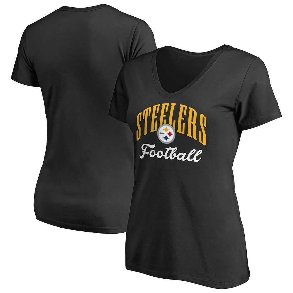 Pittsburgh Steelers Women's Victory Script V-Neck T-Shirt -Black sale