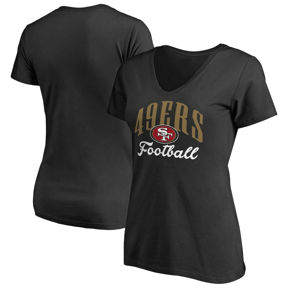 San Francisco 49ers Women's Victory Script V-Neck T-Shirt -Black on sale