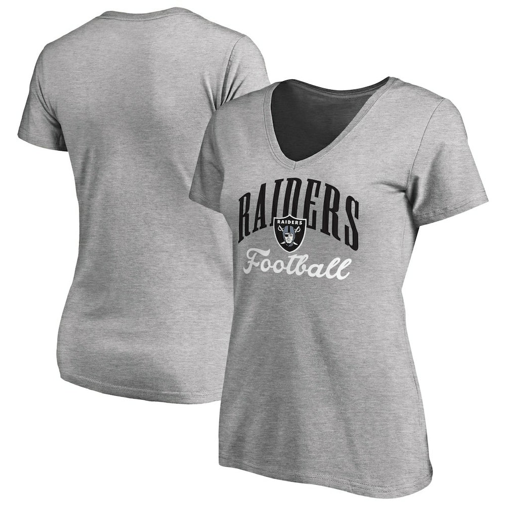 Las Vegas Raiders Women's Victory Script V-Neck T-Shirt - Heather Gray online