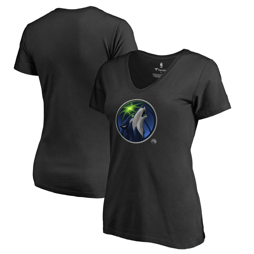 Minnesota Timberwolves Women's Midnight Mascot V-Neck T-Shirt - Black shop