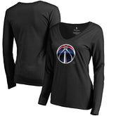 Washington Wizards Women's Midnight Mascot Long Sleeve V-Neck T-Shirt - Black for sale