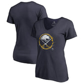 Buffalo Sabres Women's Splatter Logo V-Neck T-Shirt - Navy T-shirts