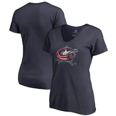 Columbus Blue Jackets Women's Splatter Logo V-Neck T-Shirt - Navy T-shirts