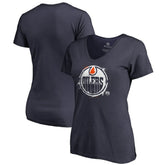 Edmonton Oilers Women's Splatter Logo V-Neck T-Shirt - Navy T-shirts