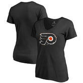Philadelphia Flyers Women's Splatter Logo V-Neck T-Shirt - Black T-shirts