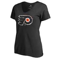 Philadelphia Flyers Women's Splatter Logo V-Neck T-Shirt - Black T-shirts