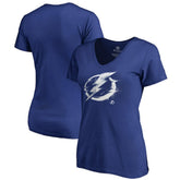 Tampa Bay Lightning Women's Splatter Logo V-Neck T-Shirt - Blue T-shirts