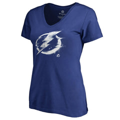 Tampa Bay Lightning Women's Splatter Logo V-Neck T-Shirt - Blue T-shirts