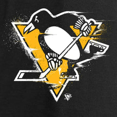 Pittsburgh Penguins Women's Splatter Logo V-Neck Long Sleeve T-Shirt - Black T-shirts