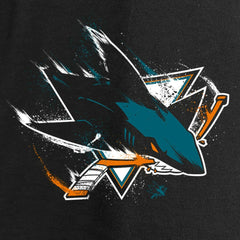 San Jose Sharks Women's Splatter Logo V-Neck Long Sleeve T-Shirt - Black T-shirts