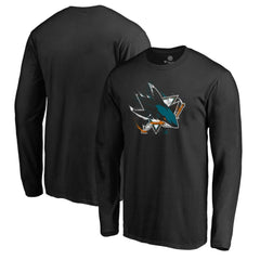 San Jose Sharks Splatter Logo Long Sleeve T-Shirt - Black T-shirts