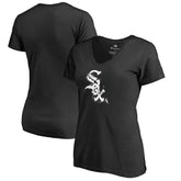 Chicago White Sox Women's Splatter Logo V-Neck T-Shirt Black