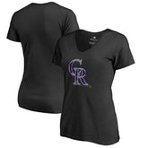 Colorado Rockies Women's Splatter Logo V-Neck T-Shirt Black