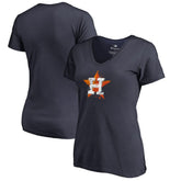 Houston Astros Women's Splatter Logo V-Neck T-Shirt Navy