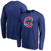 Chicago Cubs Splatter Logo Long Sleeve T-Shirt Royal