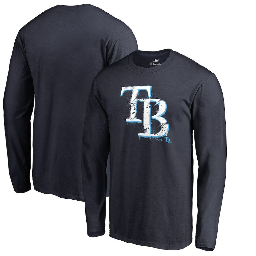 Tampa Bay Rays Splatter Logo Long Sleeve T-Shirt Navy