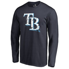 Tampa Bay Rays Splatter Logo Long Sleeve T-Shirt Navy