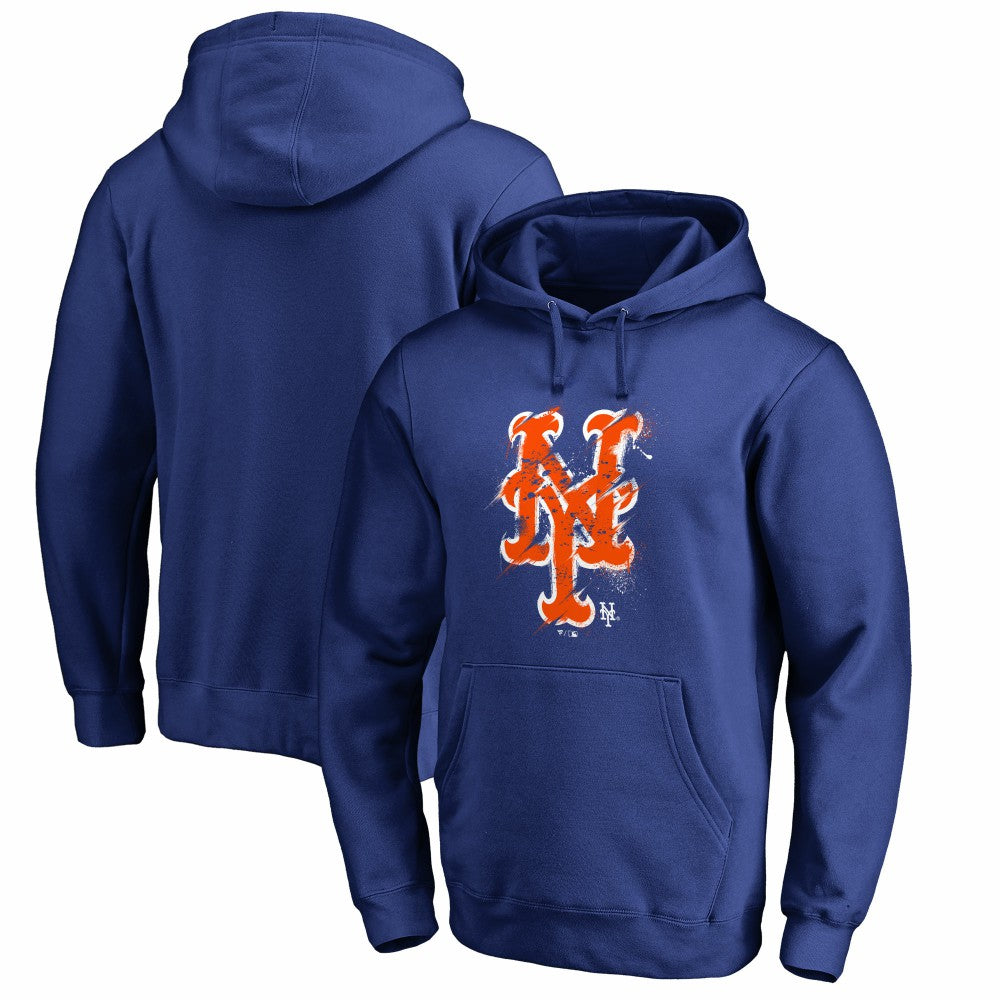 New York Mets Splatter Logo Pullover Hoodie Royal