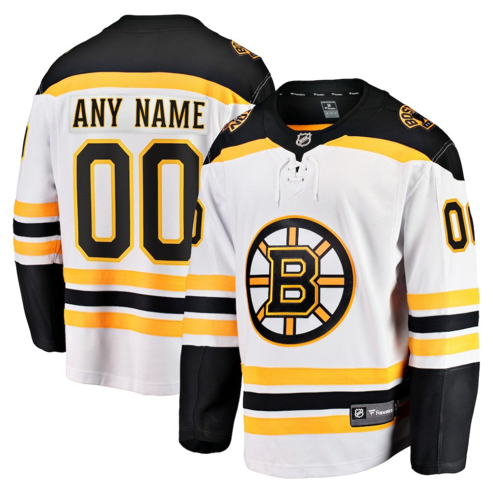Boston Bruins Fanatics Away Breakaway Custom Jersey - White Jerseys