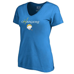Los Angeles Chargers Women's Vintage Team Lockup V-Neck T-Shirt - Blue on sale