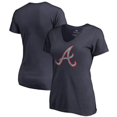 Atlanta Braves Women's Static Logo V-Neck T-Shirt Navy