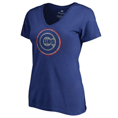 Chicago Cubs Women's Static Logo V-Neck T-Shirt Royal