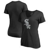 Chicago White Sox Women's Static Logo V-Neck T-Shirt Black