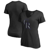 Colorado Rockies Women's Static Logo V-Neck T-Shirt Black