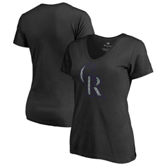 Colorado Rockies Women's Static Logo V-Neck T-Shirt Black