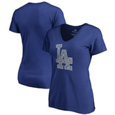 Los Angeles Dodgers Women's Static Logo V-Neck T-Shirt Royal