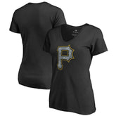 Pittsburgh Pirates Women's Static Logo V-Neck T-Shirt Black
