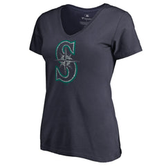 Seattle Mariners Women's Static Logo V-Neck T-Shirt Navy