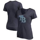 Tampa Bay Rays Women's Static Logo V-Neck T-Shirt Navy