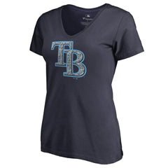 Tampa Bay Rays Women's Static Logo V-Neck T-Shirt Navy