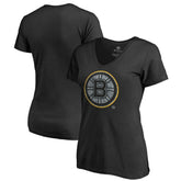 Boston Bruins Women's Static Logo V-Neck T-Shirt - Black T-shirts