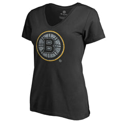 Boston Bruins Women's Static Logo V-Neck T-Shirt - Black T-shirts