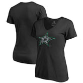 Dallas Stars Women's Static Logo V-Neck T-Shirt - Black T-shirts