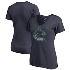Vancouver Canucks Women's Static Logo V-Neck T-Shirt - Navy T-shirts