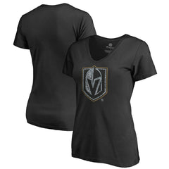 Vegas Golden Knights Women's Static Logo V-Neck T-Shirt - Black T-shirts