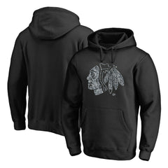 Chicago Blackhawks Static Logo Pullover Hoodie - Black Hoodies