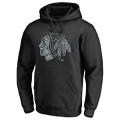 Chicago Blackhawks Static Logo Pullover Hoodie - Black Hoodies