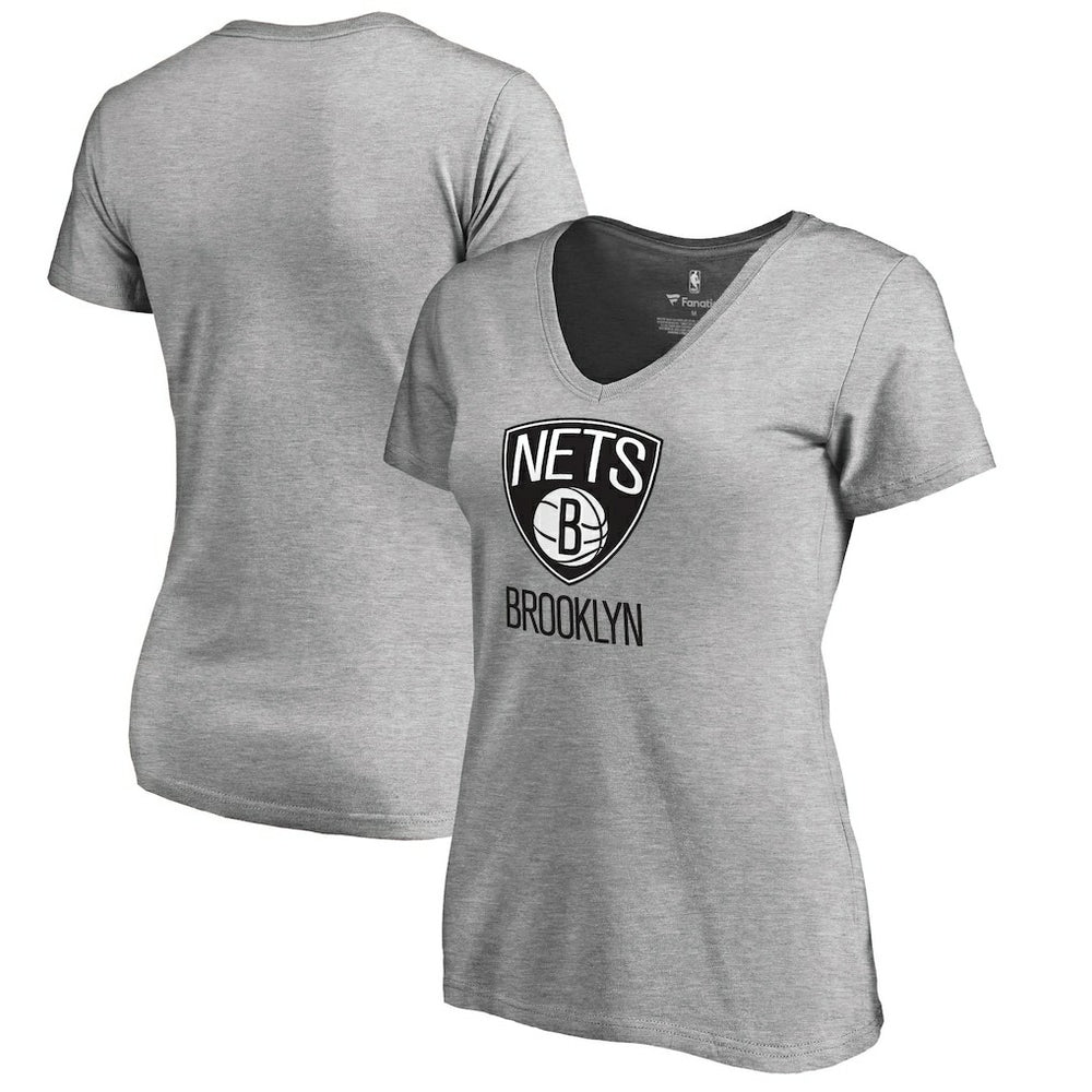 Brooklyn Nets Women's Primary Logo V-Neck T-Shirt - Ash shop