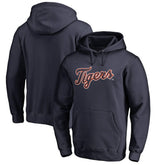 Detroit Tigers Official Wordmark Fitted Pullover Hoodie Navy